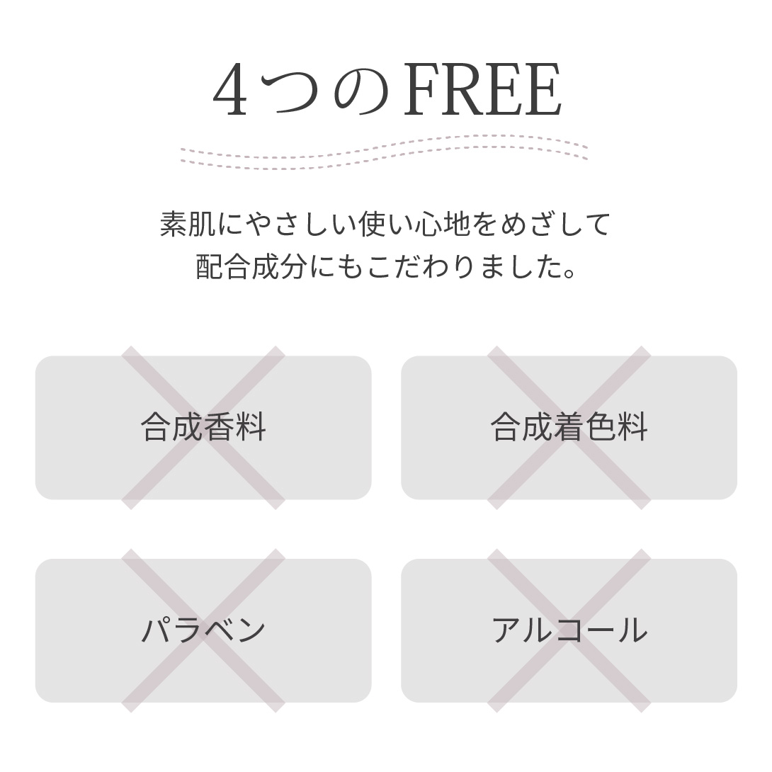 無香料・無着色・パラベン・アルコール フリー
